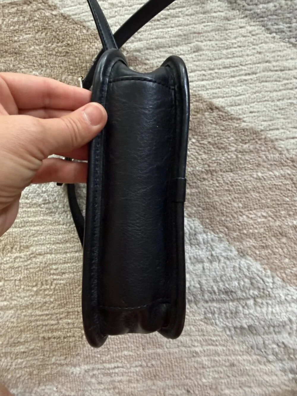 Karl Lagerfeld black crossbody bag crafted from genuine leather and natural sued